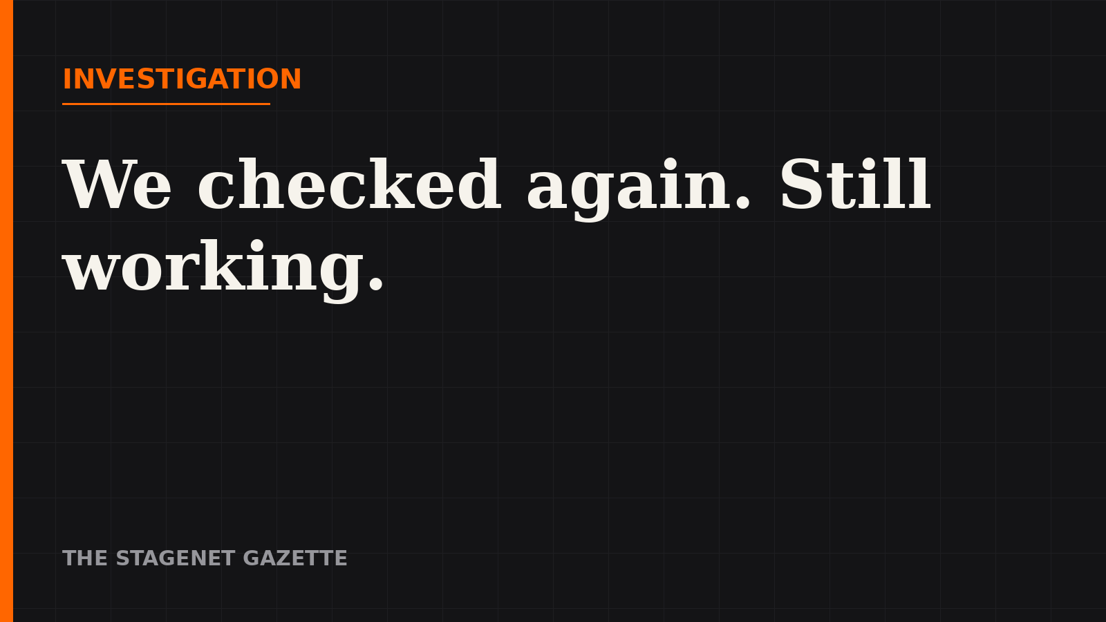 Investigation: We Checked Again. Still Working.