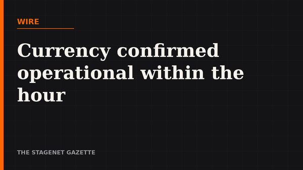 Wire: Currency Confirmed Operational Within the Hour